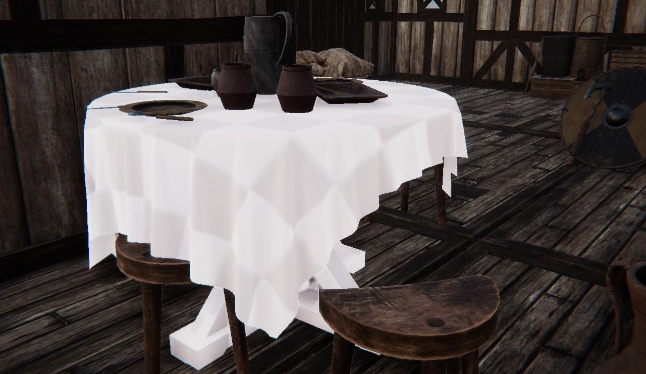 The table cover has a placeholder texture
